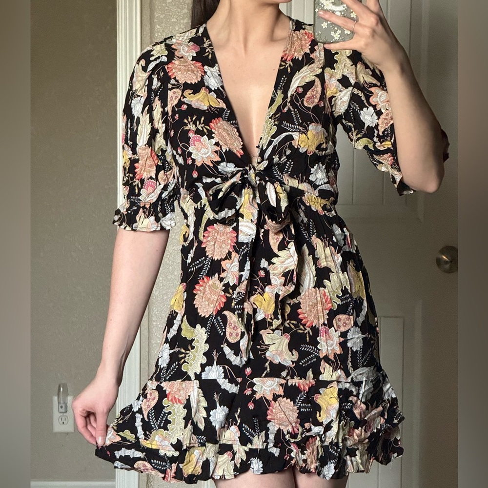 Black Floral Mini Dress
